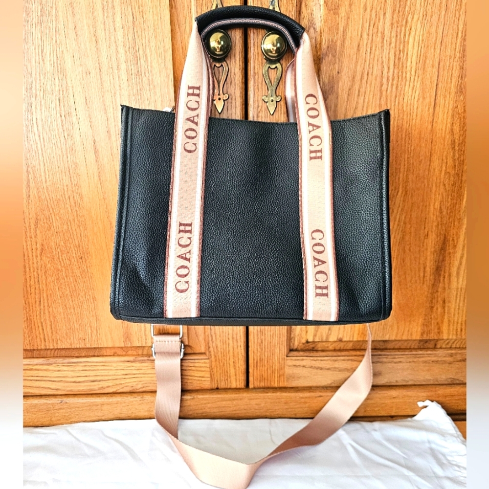 Coach Black and Tan Crossbody Bag with Dual Carry Options